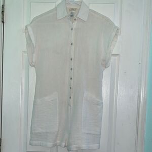 L*Space Mika white Cotton Romper button down front.  Size XS